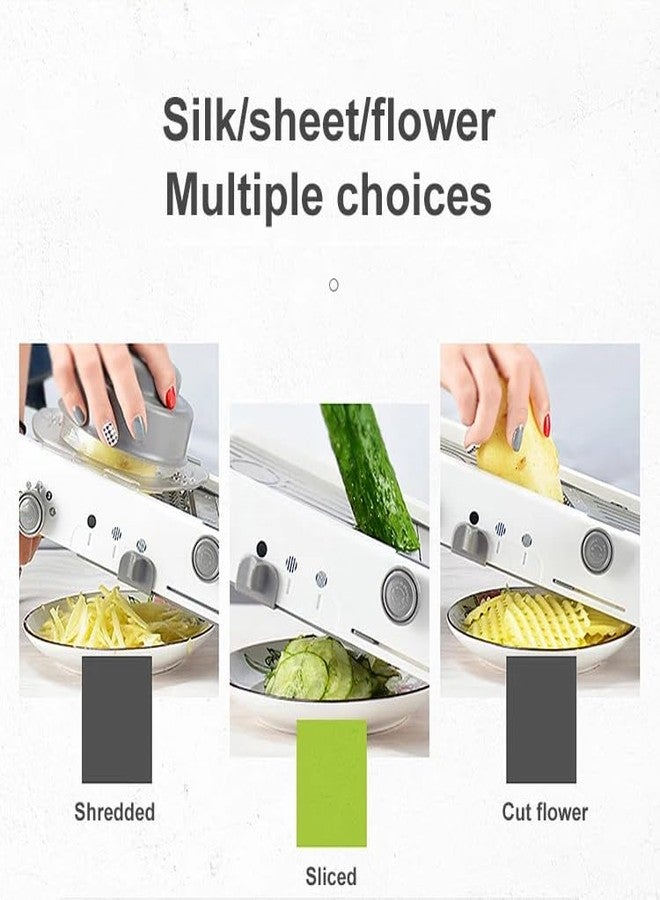 KRESHU Adjustable Stainless Steel Mandoline Slicer | Manual Kitchen Cutter with 18 Slice & Julienne Options | Versatile Vegetable and Fruit Slicer for Onions, Tomatoes, and Waffles (1-Piece) - Image 4